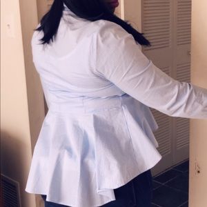 Blue and white striped button down